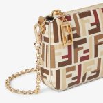 FENDI Baguette Pouch Pouch with chain in multicolor FF fabric - Image 3